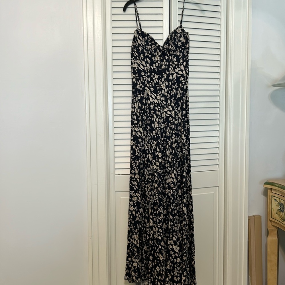 Free people navy floral maxi dress with underside corset size 0 NWOT